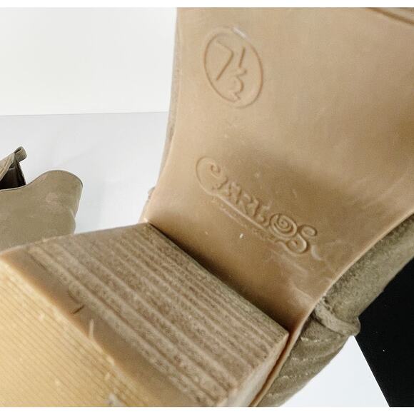 Carlos Santana Rouen Quilted Block Heel Faux Suede Ankle Booties Tan Brown 7.5M - Picture 9 of 10